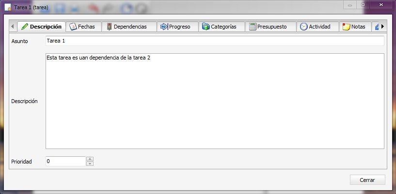 Creación de una tarea nueva