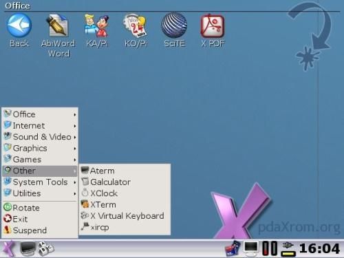 Pantalla inicial de pdaXrom