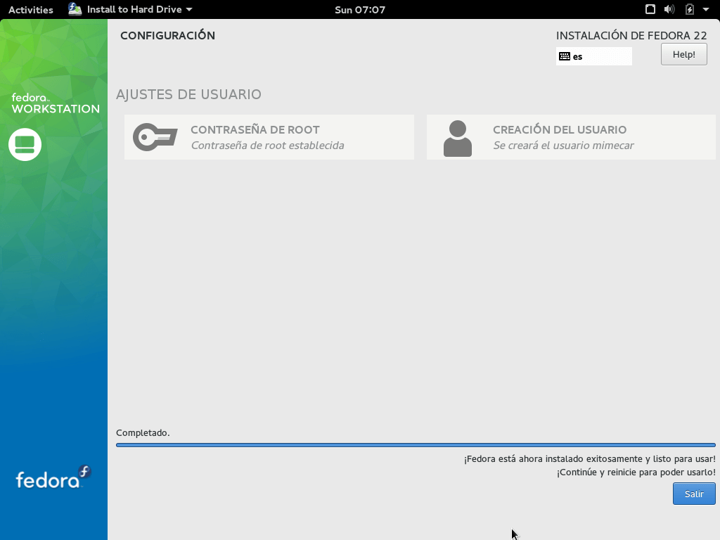 Instalación finalizada