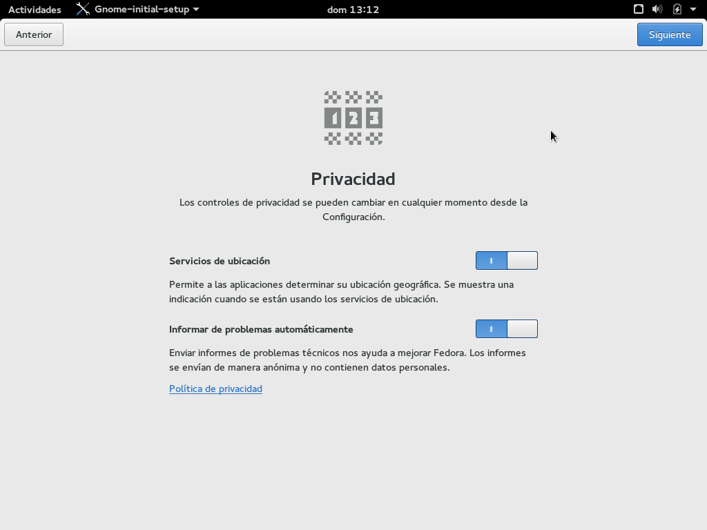 Opciones de privacidad