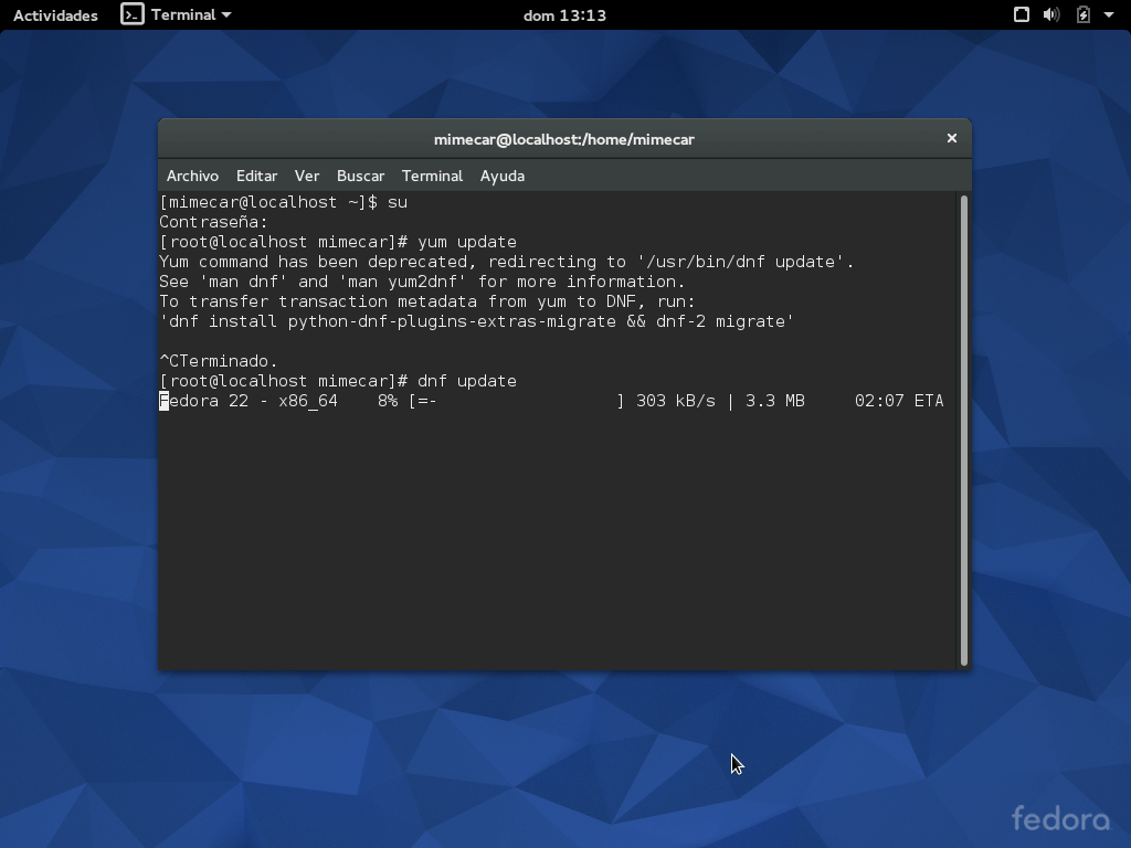 Instalación de las actualizaciones