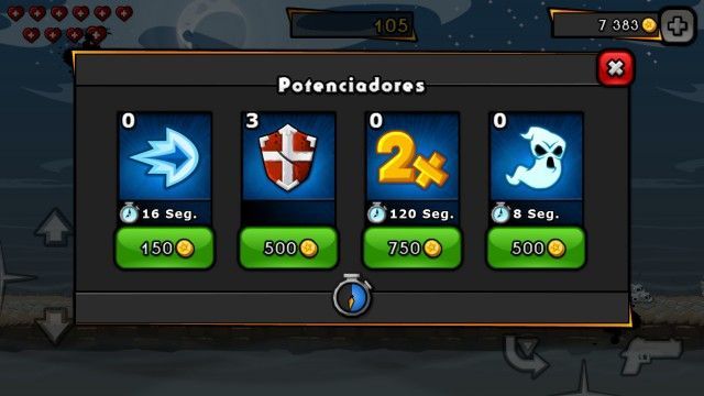Potenciadores al inicio del nivel