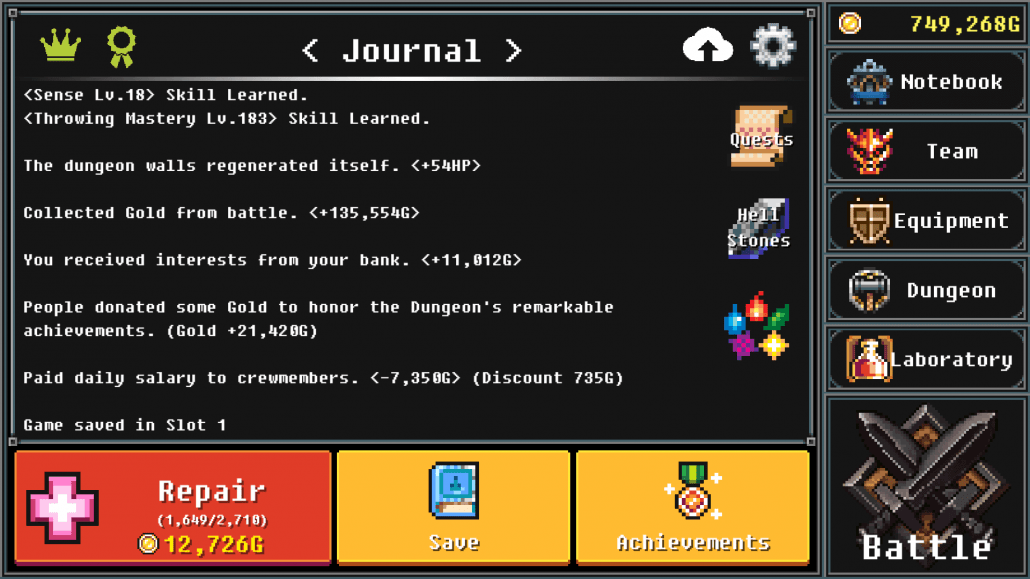 Pantalla principal del juego