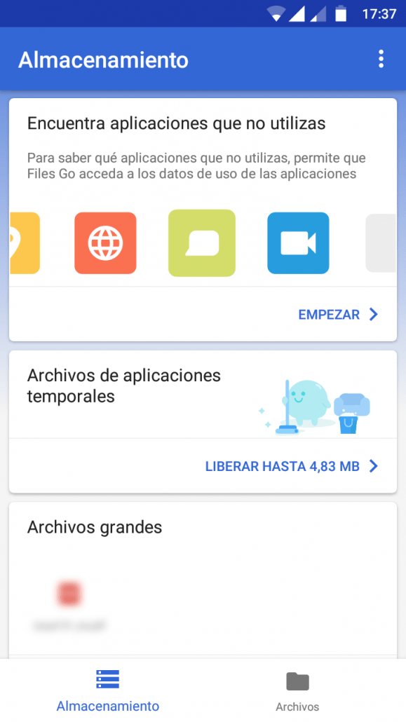 Aplicaciones que no se usan y caché