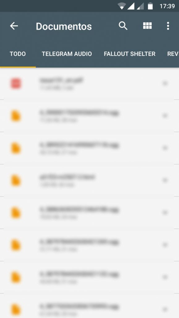 Listado de documentos de Files Go