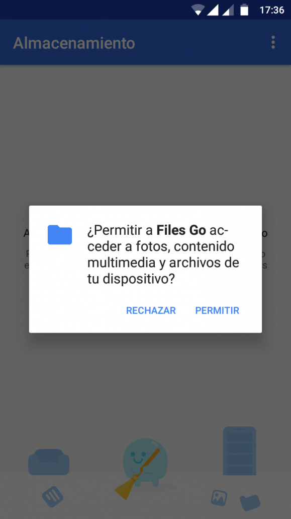 Permisos iniciales de Files Go
