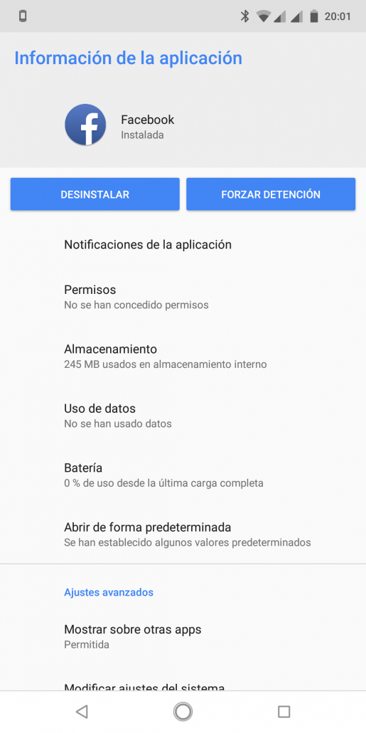 Espacio que ocupa Facebook