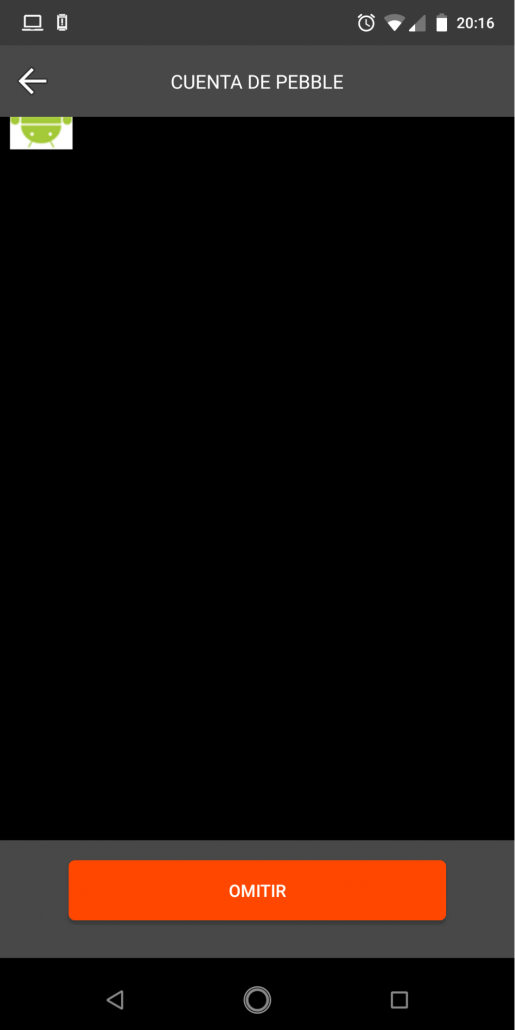 Pantalla de login del Pebble