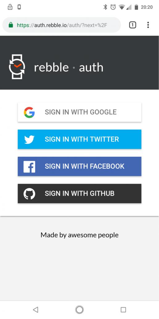 Login del proyecto Rebble