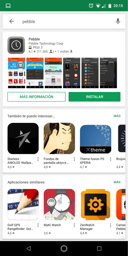 Instalar Pebble en la Play Store