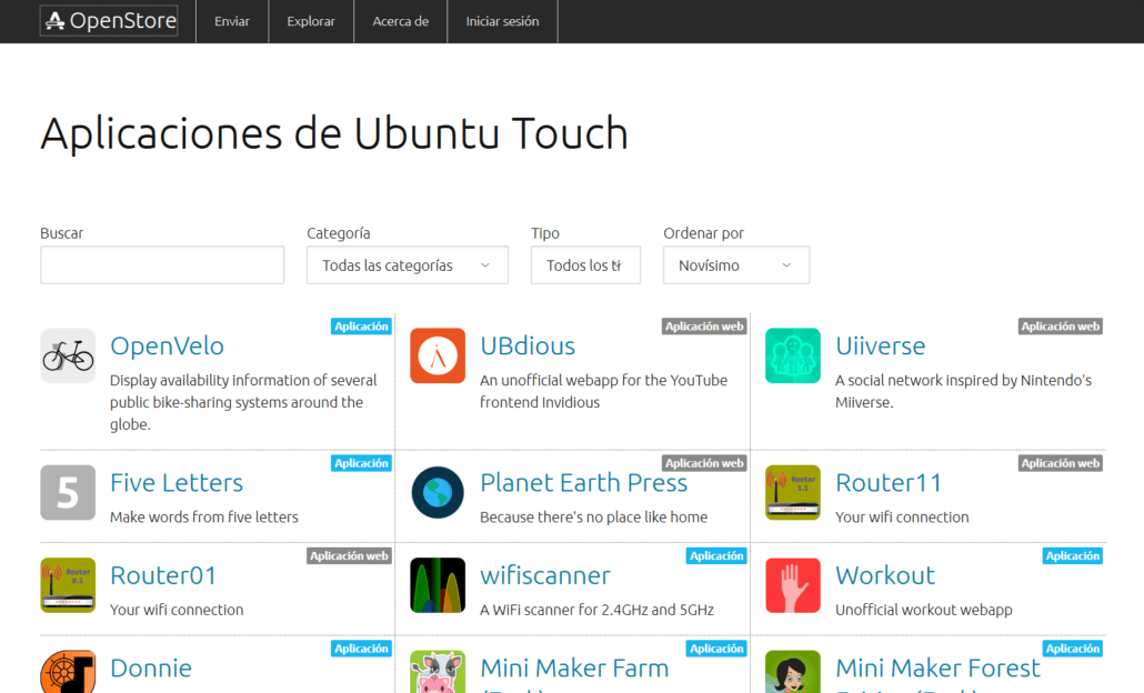 Inicio de la OpenStore