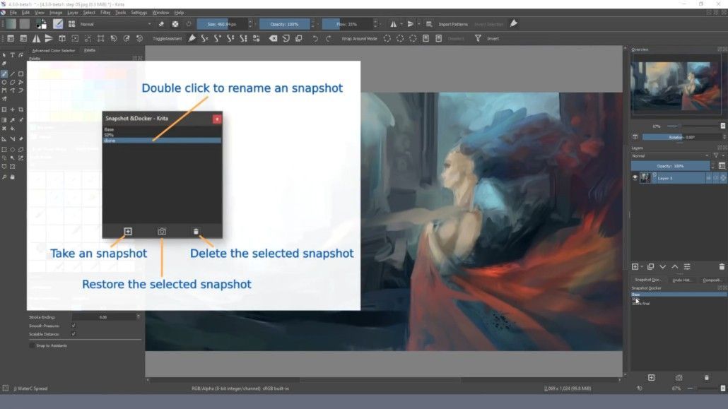 Instantánea en Krita