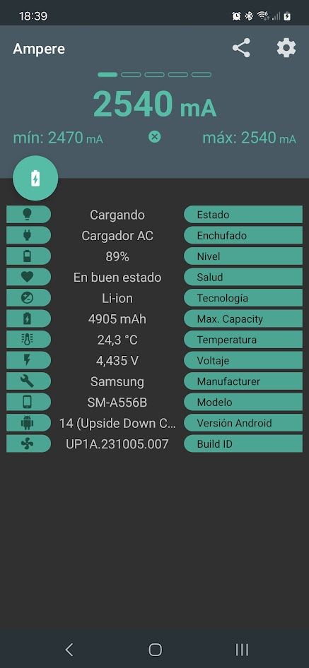 Carga de la batería con un cargador de pared