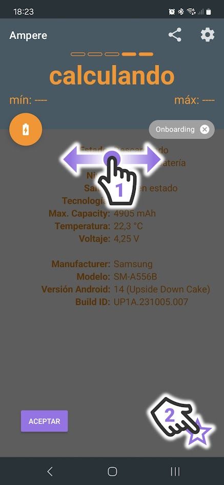 Pantalla inicial de Ampere
